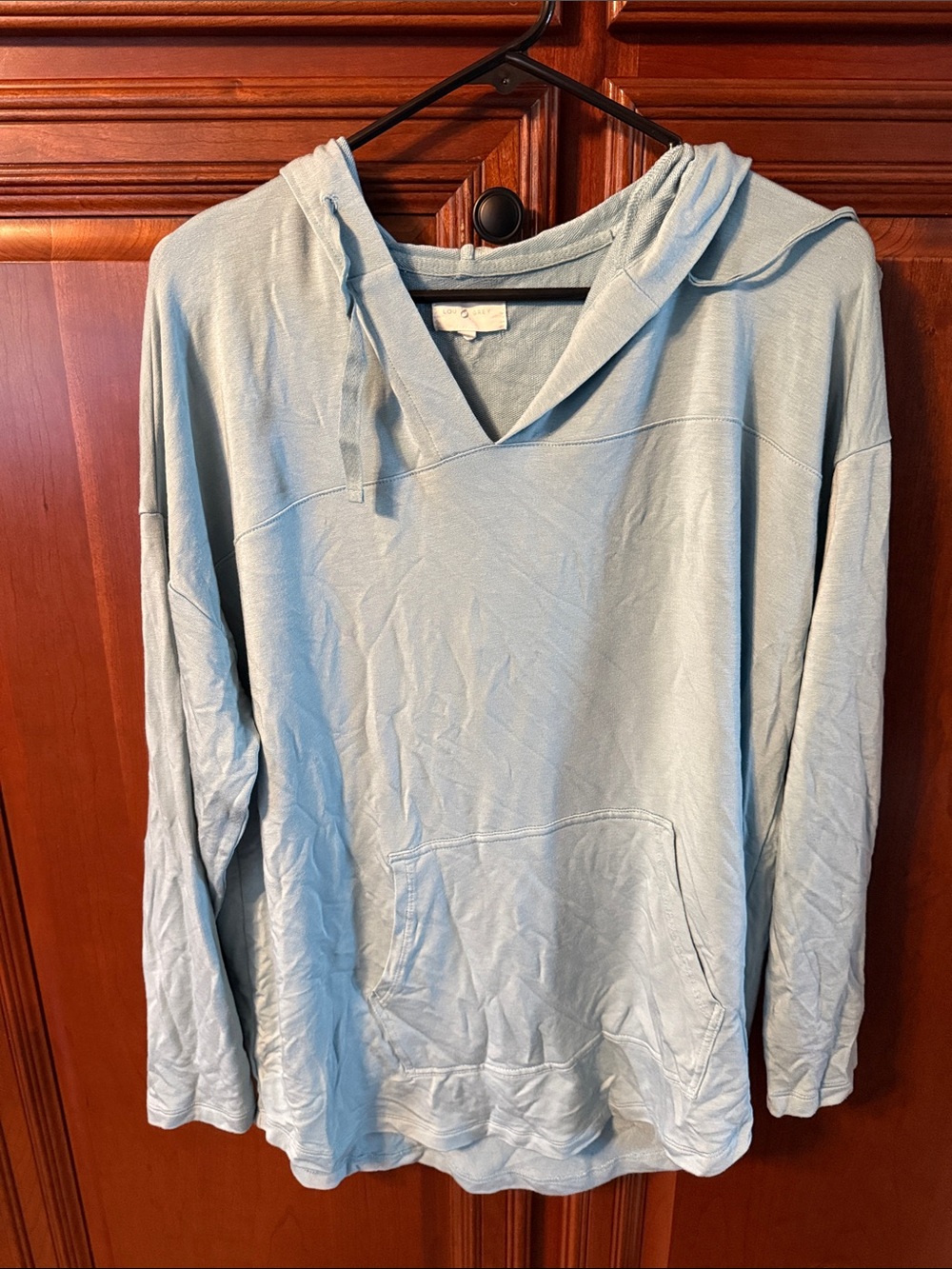 Lou & Grey Pale Blue V-Neck Hooded Pullover